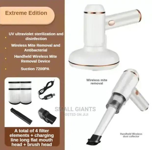 Aspirator Manual 3 în 1, UV, anti-Acarieni și bacterii, portabil, 120W SuperUtil.ro