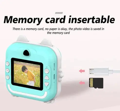 Aparat foto digital cu imprimare termica pentru copii, focalizare automata, display color de 2,4 inch 1080P Full HD SuperUtil.ro