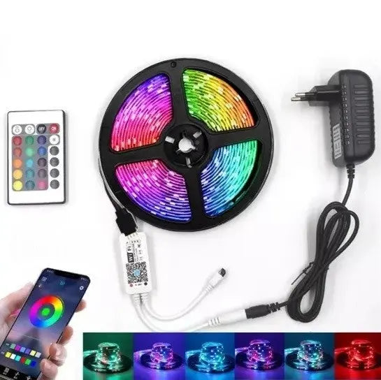 Kit banda led RGB 10 metri, wi-fi ,exterior ip65/interior, control din telecomanda, lumina multicolora, bluetooth SuperUtil.ro