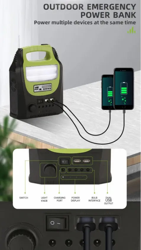 Kit solar portabil GD-8071 Plus, USB, 3 becuri, lanterna LED SuperUtil.ro