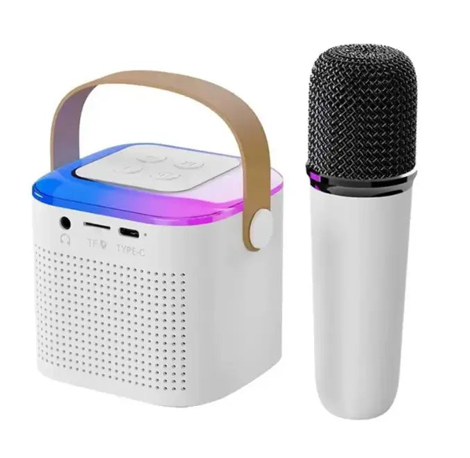 Boxa de karaoke cu microfon wireless, difuzor portabil cu lumina RGB LED SuperUtil.ro
