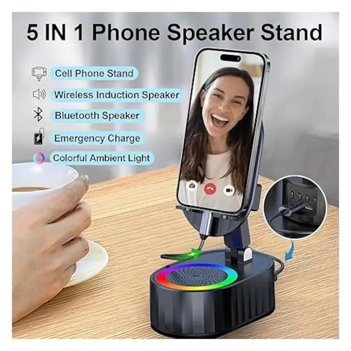 Boxa portabila Bluetooth G3 A+ 5 in 1 cu incarcare wireless, ceas digital si lumina LED RGB SuperUtil.ro