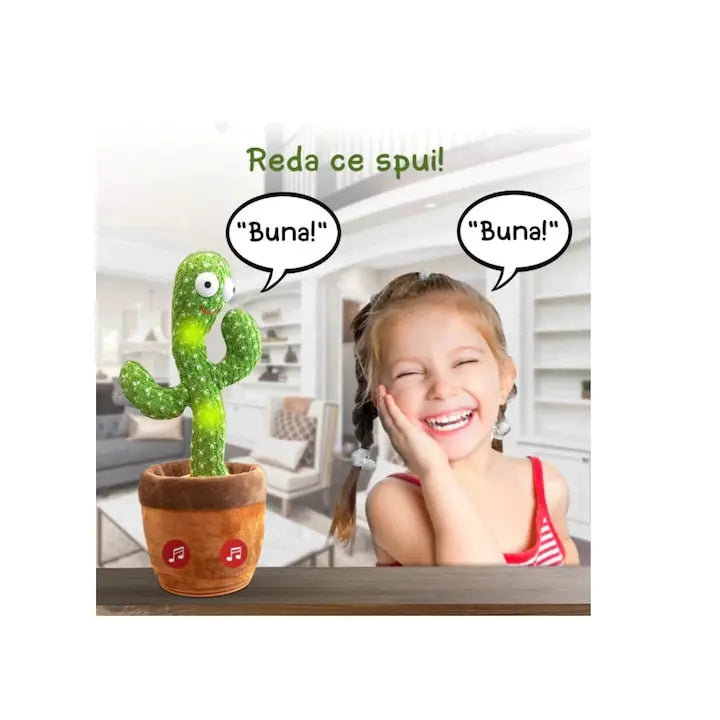 Jucarie Cactus Dansator, Canta, Danseaza, Imita, Distractiv, Verde,37cm SuperUtil.ro