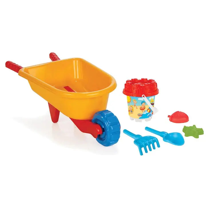 Set jucarii nisip Pilsan - Roaba cu 5 accesorii, galbena SuperUtil.ro