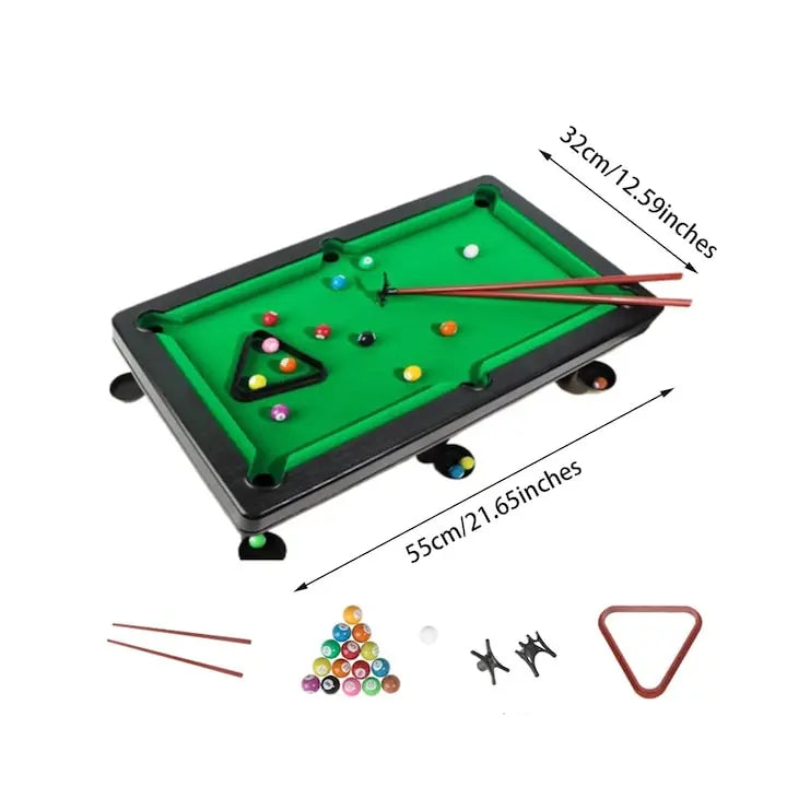 Set Mini Biliard, MAOYONG, 15 mingi colorate, 2 tavi, pentru birou si acasa SuperUtil.ro