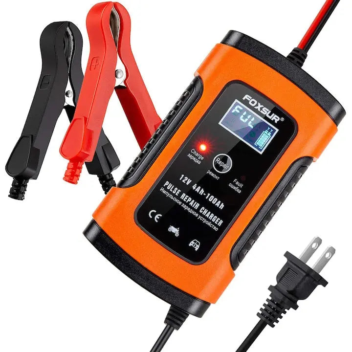 Redresor acumulator inteligent 12V, Autoturisme/Motociclete, EFB/AGM/GEL Pulse Repair, Afisaj LCD, Rosu/Negru SuperUtil.ro