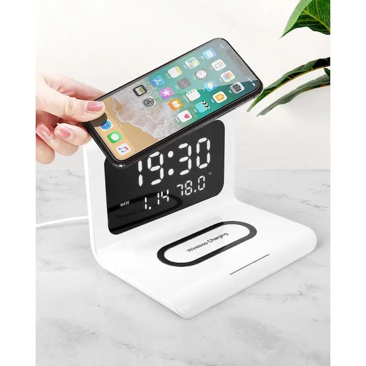 Ceas Digital LED cu incarcare wireless rapida Dalbi SuperUtil.ro