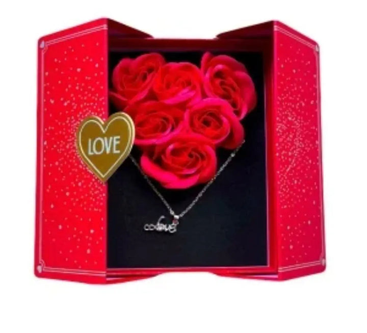 Cutie elegantă cu trandafiri din săpun roșii Rose Box, cadou rafinat și memorabil SuperUtil.ro