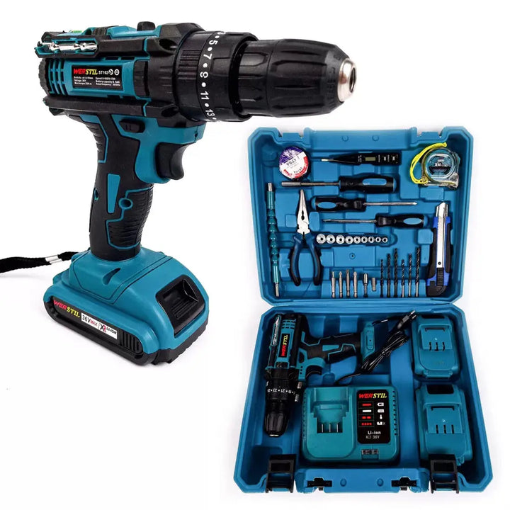 Trusa Bormasina WERSTIL cu 2 Acumulatori 36V 5Ah, Autofiletanta cu Percutie cu 30 de accesorii SuperUtil.ro
