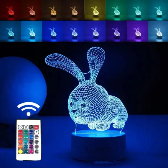 Iepure din cristal holografic cu LED – Decor magic cu iluminare USB SuperUtil.ro
