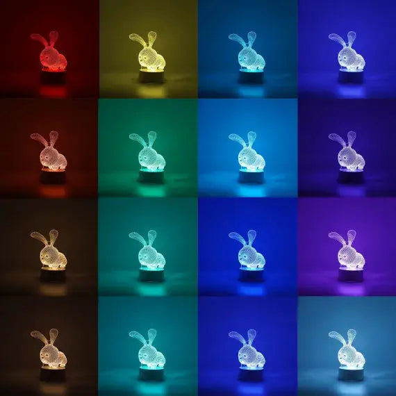 Iepure din cristal holografic cu LED – Decor magic cu iluminare USB SuperUtil.ro